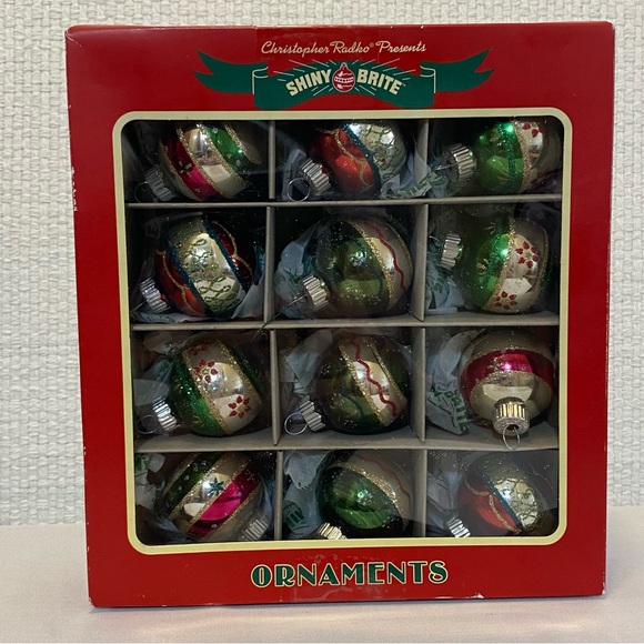 Christopher Radko Other - Christopher Radko Shiny Brite 12 Glass Ornaments 1940's Design Round, Gl…